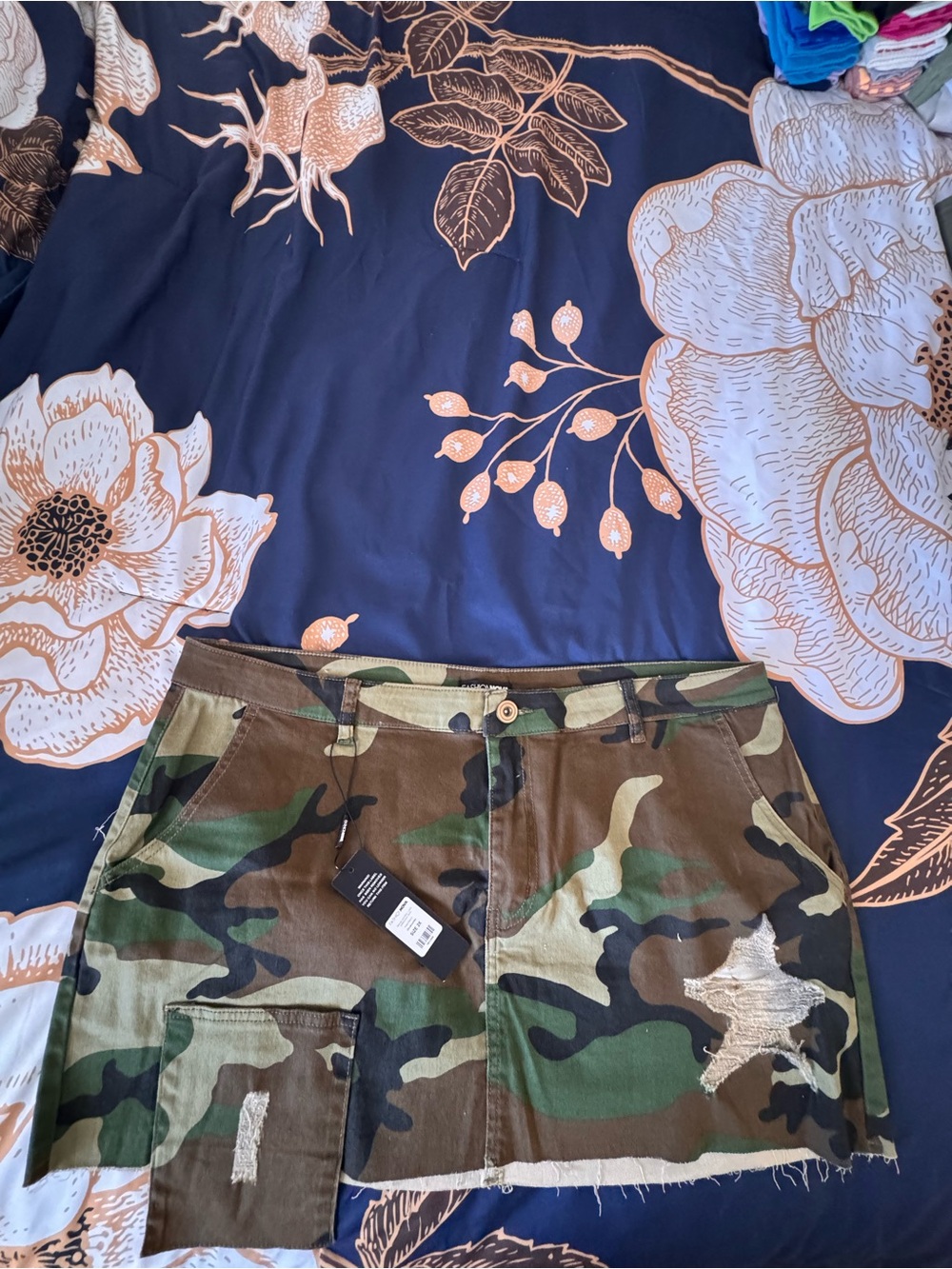 Fashion Nova Green Camouflage Mini Skirt